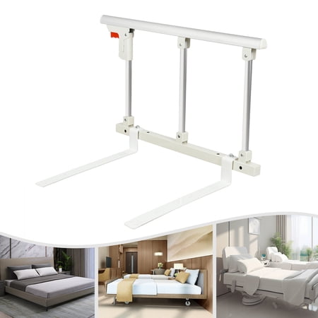 Foldable Bed Safety Rail 220Lbs Capacity Stainless Steel Folding Bedside Guard