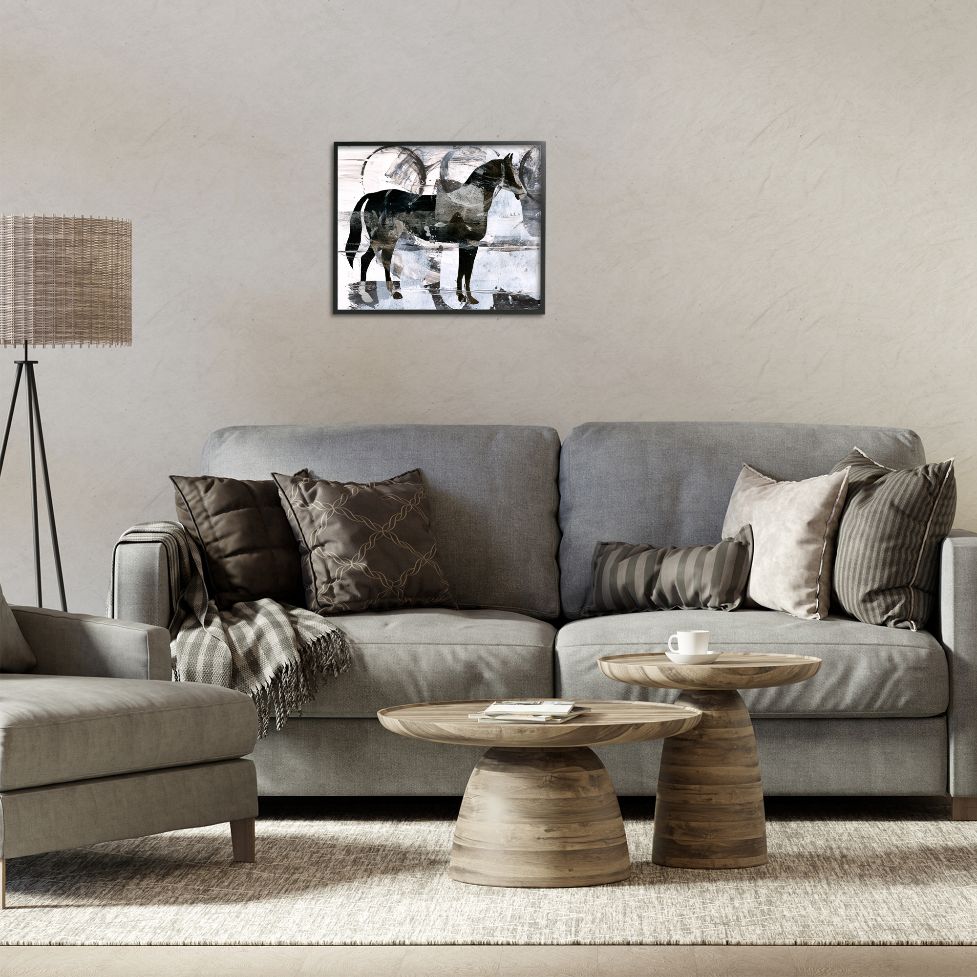 Stupell Industries Circle Pattern & Horse Animals & Insects Painting Black Framed Art Print Wall Art, 20 x 16
