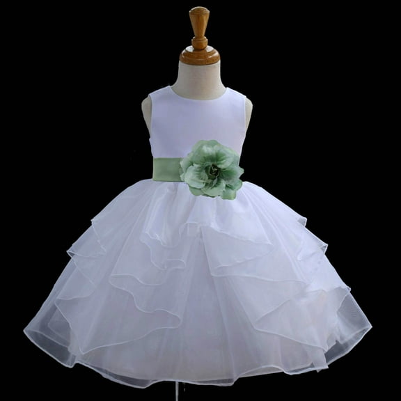 Ekidsbridal Shimmering Organza White Flower Girl Dress Weddings Handmade Summer Easter Dress Special Occasions Pageant Toddler Girl's Clothing Holiday Bridal Baptism 4613S sage green 6-9m