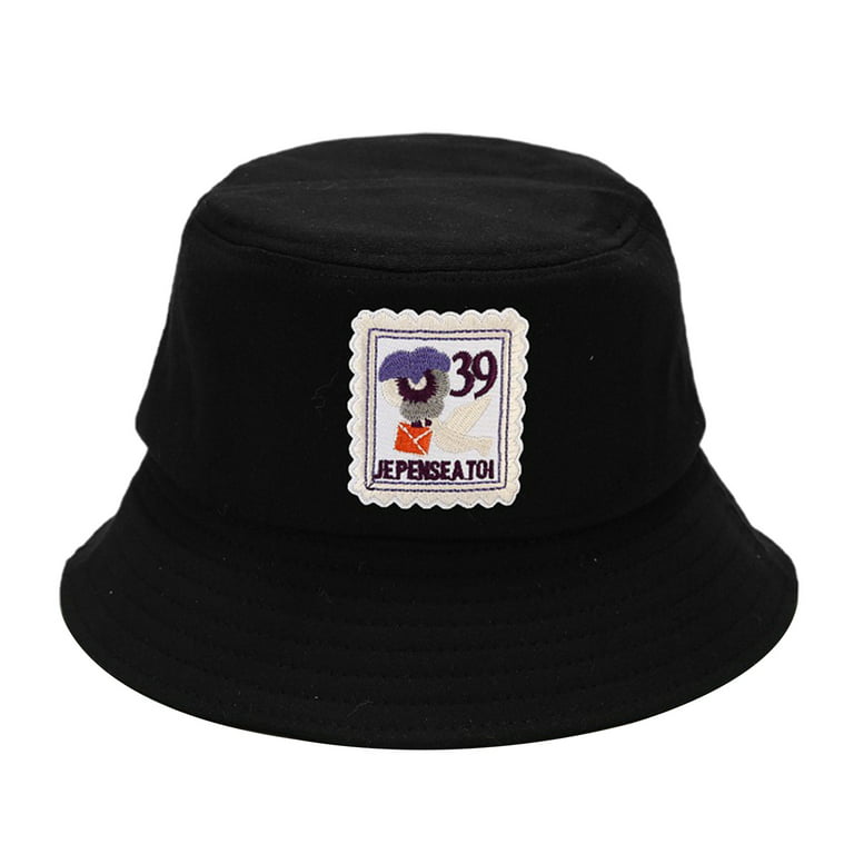harmtty Retro Cotton Fisherman Hats Portable Folding Caps Outdoor Sunshade  Headgear,Light Blue