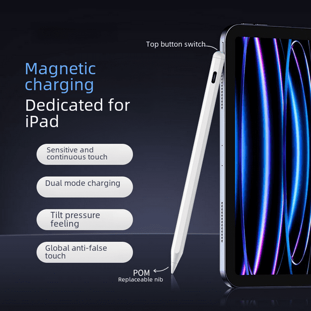 Adecuado para Apple Pencil, lápiz capacitivo, lápiz para iPad, lápiz táctil con carga magnética por adsorción de Apple y lápiz para escritura a mano