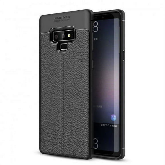 Samsung Galaxy Note 9 Slim Fit PU Leather Case Cover Reinforced Bumper Shock Absorbent Black