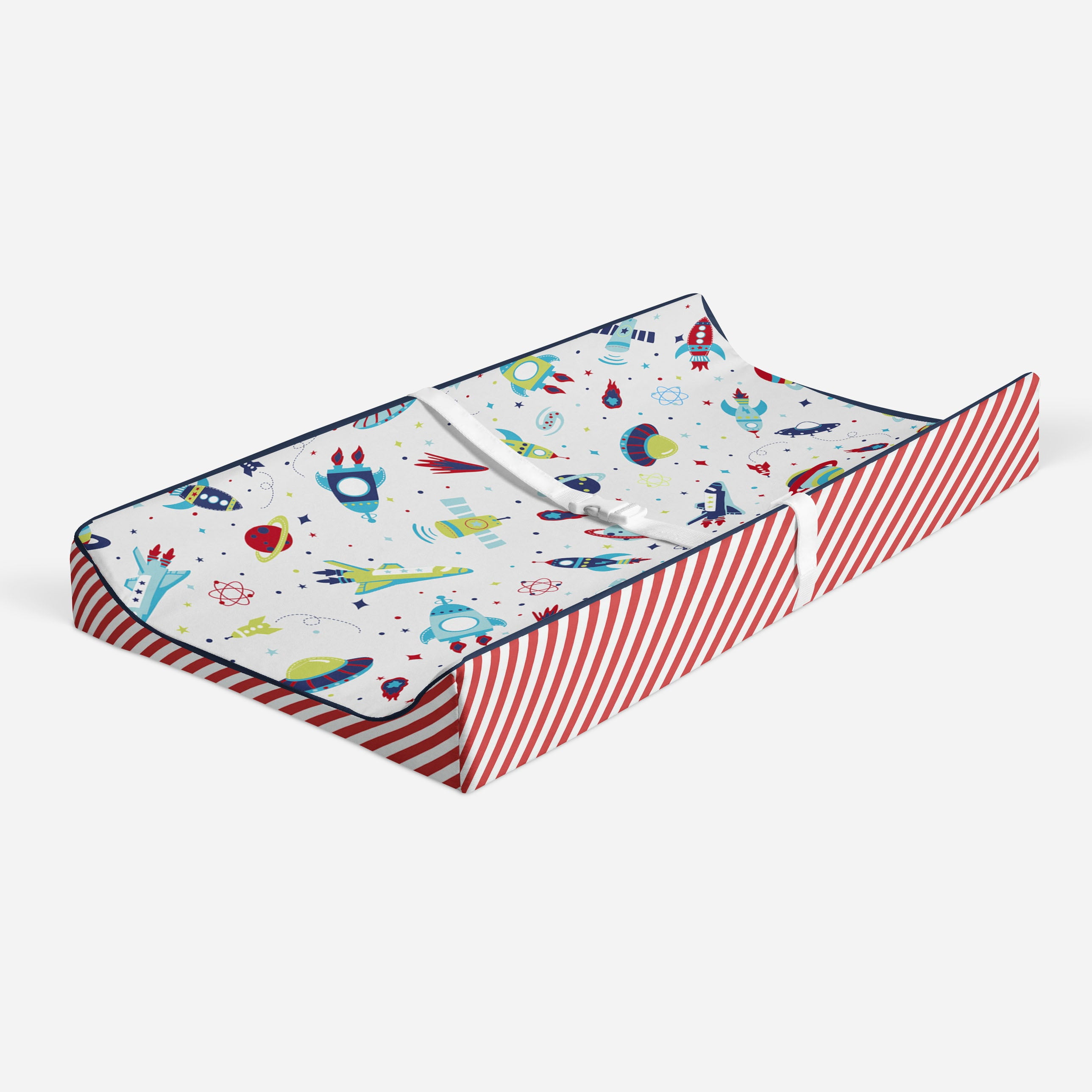 Bacati - Airspace Aqua/Red/Orange/Green/Navy Boys Quilted Changing Pad Cover