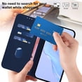 thumbnail image 2 of Wallet Case Compatible for iPhone Air, PU Leather Magnetic Closure Protective Flip Folio Case with 3 Card Holder and Wrist Strap Cover Women Men,Navy Blue,For iPhone Air, 2 of 10