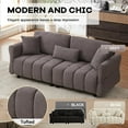 thumbnail image 3 of 80''Premium chenille fabric sofa with 2 cushions and 1 lumbar pillow Armrest strap design,,upholstered 3-seater sofa  for living rooms, bedrooms,apartments and offices Beige, 3 of 8