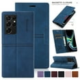 thumbnail image 1 of Magnetic Clasp Flip Leather Wallet Case Card Slot Holder Stand Shockproof Phone Cover For Samsung Galaxy A14 5g-Blue, 1 of 7