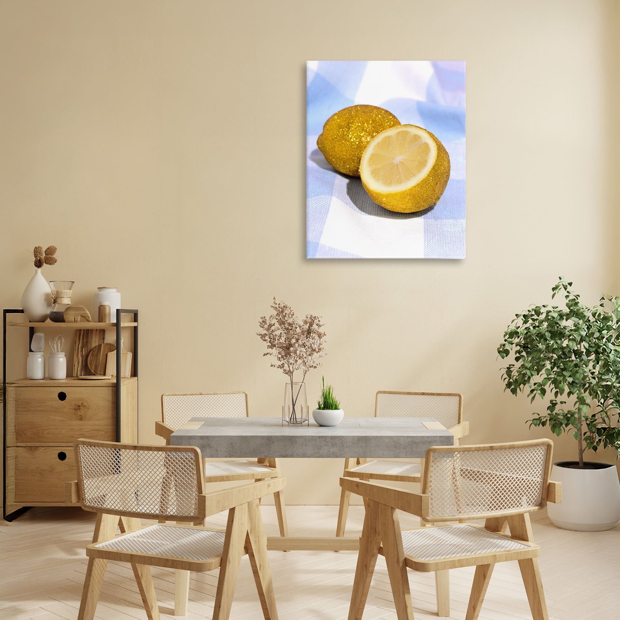 Stupell Industries Glimmer Lemon on Blue Canvas Wall Art, design by LISH Creative