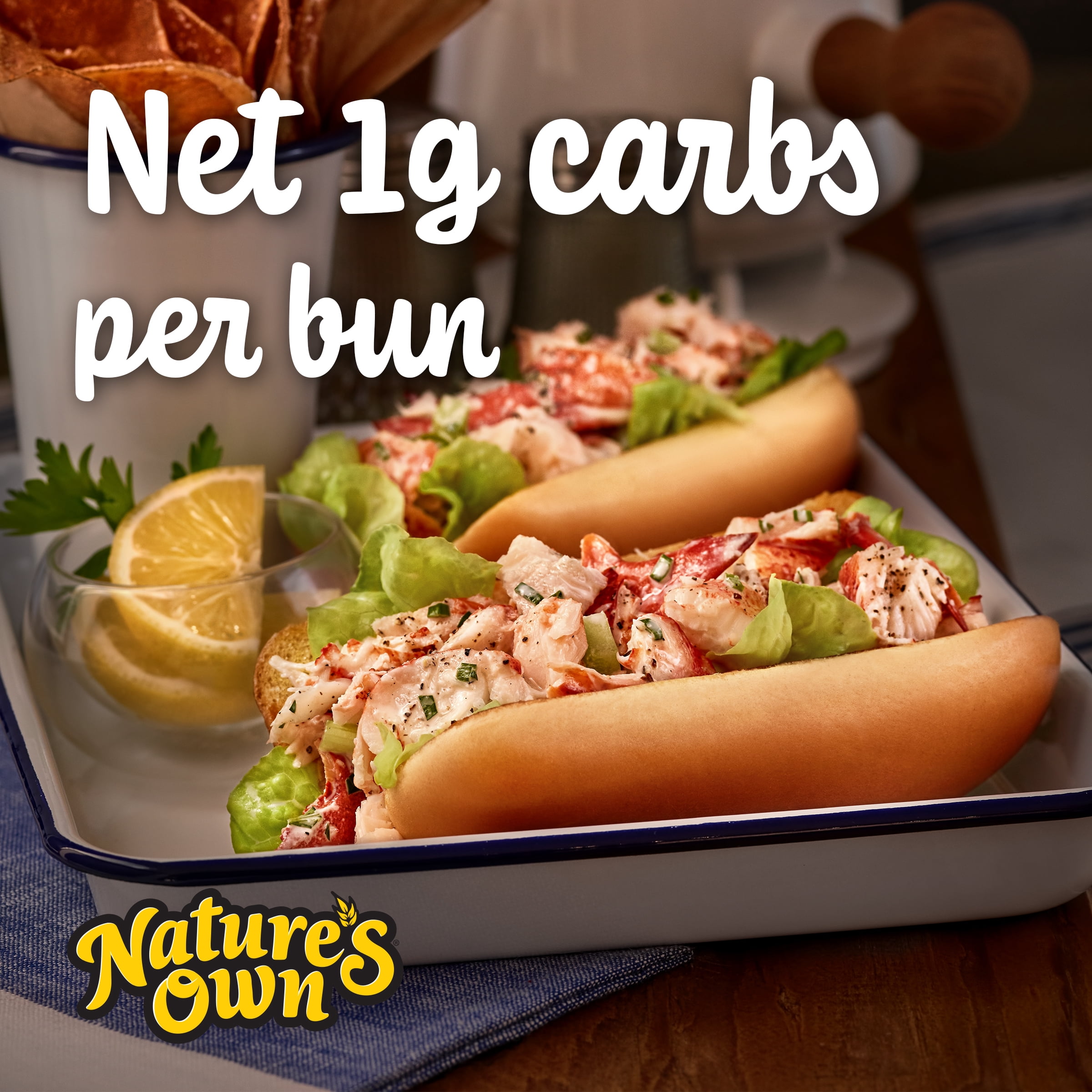 Nature's Own Life Keto Soft White Hotdog Buns, Non-GMO Keto Hotdog Buns, Keto Bread Buns, 8 Count