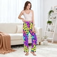 thumbnail image 5 of Dailycode Women's Pajama Pants Wide Leg Lounge Pj Bottoms With Pockets Rainbow Color Leopard, 5 of 7