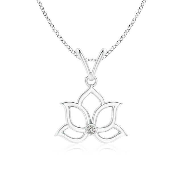 Angara Natural Diamond Necklace - Bezel-Set Diamond Lotus Flower Pendant in Platinum for Women