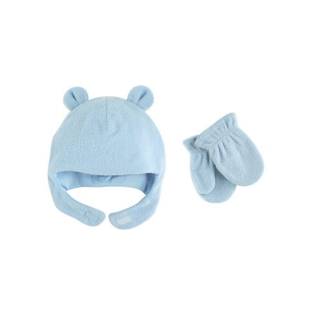 Baby Boy Fleece Hat & Mittens 2pc Set