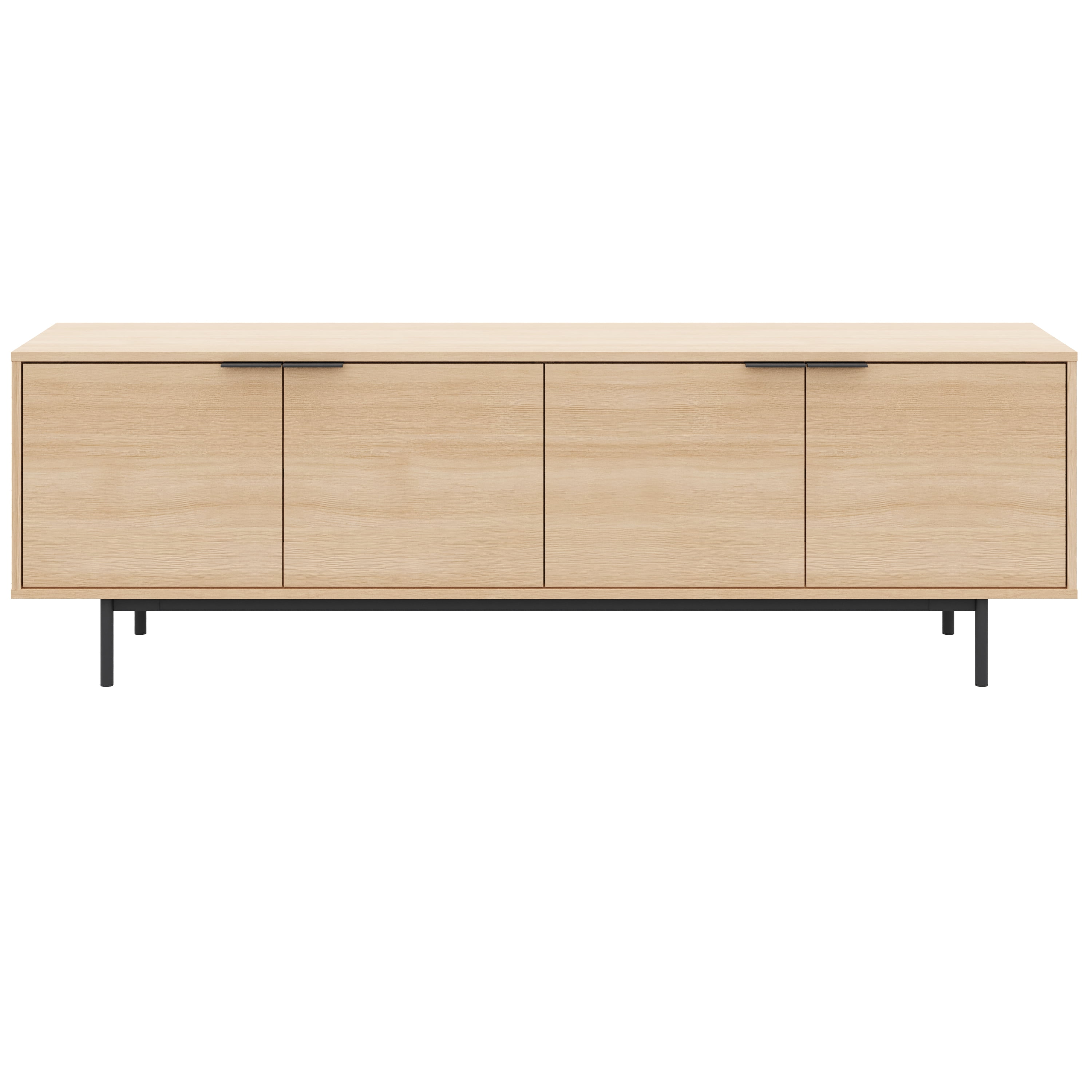 Meuble TV Nexera Hamilton 70 pouces avec 4 armoires de rangement, chêne blond naturel