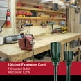 thumbnail image 3 of Hyper Tough 100FT 16AWG 3 Prong Green Single Outlet Outdoor Extension Cord, 3 of 10