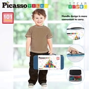 PicassoTiles 101PCS Magnetic Tile Building Blocks, STEM Toy Set with Storage Case, Educational Construction Kit for Kids 3+, Travel Carry Bin