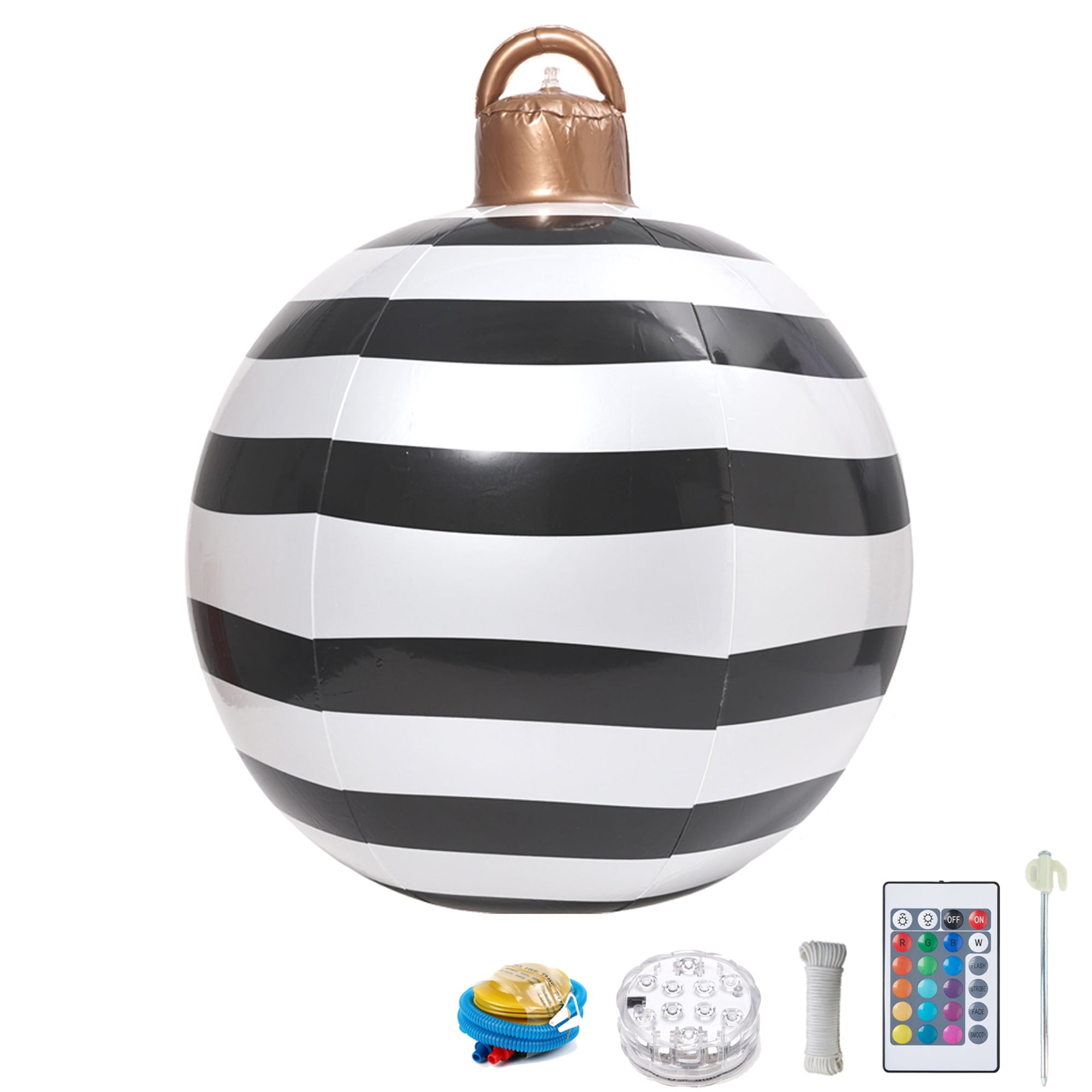 Giant Christmas Light Up PVC Inflatable Ball, 24 Inch Large Xmas