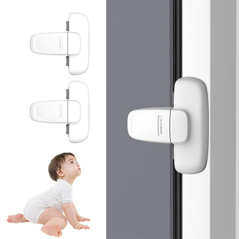 Laidan 2pcs Refrigerator Lock Child Safety Lock Baby Anti-pinch Hand Fridge Cabinet Door Lock-White