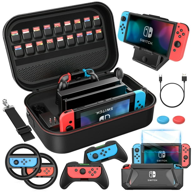HEYSTOP Nintendo Switch Case & Accessories Bundle , 12 in 1 Hard Shell Travel Case, TPU