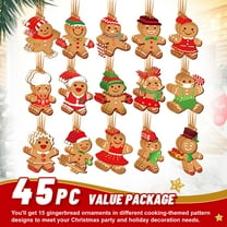 GOBWCOT 45 PCS Gingerbread Ornaments for Christmas Tree Gingerbread Chritmas Decorations Hanging Ornaments for Tree Decor DIY Christmas Gifts
