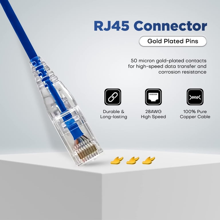 Get Connected With Our Super Slim Cat6A Ethernet Cable – Pure Copper, 28AWG, White, Up To 50FT!-607994