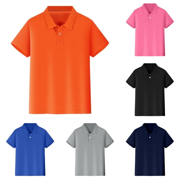 REDARER Kids Short Sleeve Polo Soft Breathable Single Button Placket Summer School Casual Tops School Uniform,5-6 Years