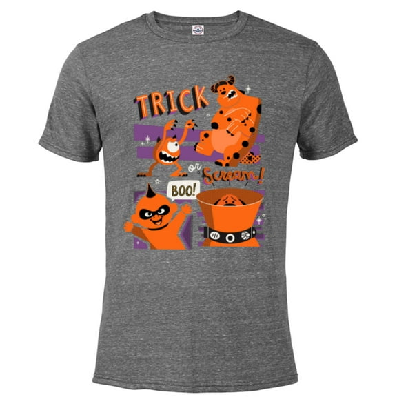 Disney and Pixar Halloween Trick or Scream Monsters, Inc. - Short Sleeve Blended T-Shirt for Adults - Customized-Graphite Snow Heather