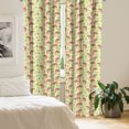 thumbnail image 2 of Ambesonne Green Leaves Curtains, Fruits and Chameleons, Pair of 28"x84", Pastel Pink, 2 of 5
