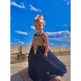 thumbnail image 2 of Girls Formal Long Pageant Dresses Prom Ball Gown Gold Lace Burgundy Tulle, 2 of 5