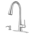 thumbnail image 1 of Barullii 1-Handle Pull-Down Kitchen Faucet with Soap Dispenser in Polished Chrome, 1 of 2