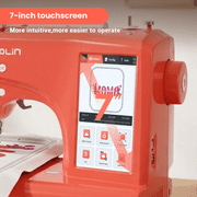 Poolin EOC05RE Home Embroidery Machine for Beginners, 4” × 9.25” Hoop, 7” Touchscreen, Perfect for Small DIY Projects