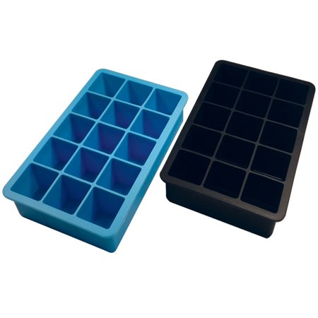 - Better Kitchen Products, 2 pack, 15 Cavity Premium Silicone Ice Cube Trays, Blue and Black