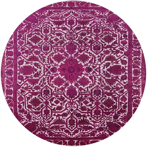 Ahgly Company Machine Washable Indoor Round Industrial Modern Cadillac Pink Area Rugs, 8' Round