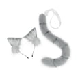 thumbnail image 1 of Diadema con orejas y cola de gato Yinane Disfraz de juego de cosplay Gris, 1 of 8