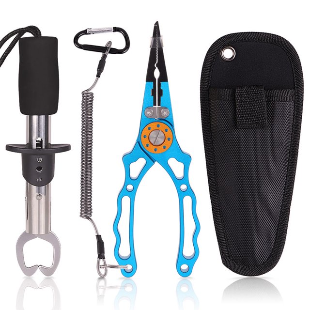 Kenally Kit de alicates de pesca, removedor de anzuelos de aleación de aluminio, portátil, agua dulce, agua salada, mar, lago, barco, equipo de Herramientas manuales Azul Kenally TO009763-02