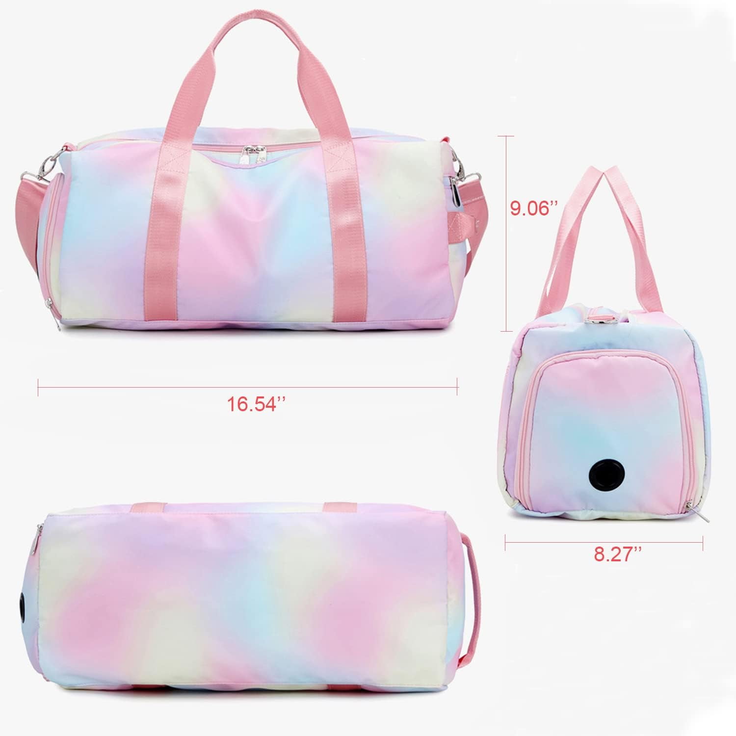 Weekender Duffel Dance Bag For Girls Gym Bag Overnight Travel duffle Bags with Shoe Compartment Wet Pocket Pink