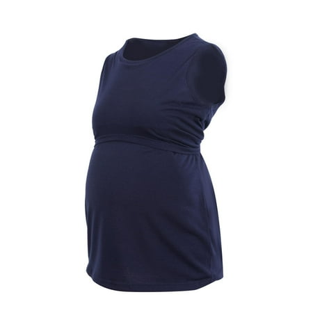 

Valentine s Day Deals For Days Summer Women Maternity Nursing Clothes Sleeveless Stripe Solid Pregnant Tops