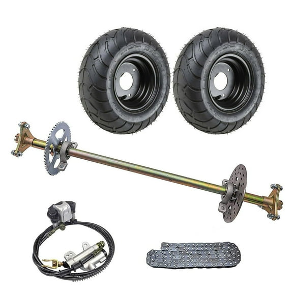 29" Go Kart Rear Live Axle Kit, 13x5.00-6" Complete Wheels Tires, T8F Chain Sprocket, 3 Stud Hubs, Brake Assembly for DIY Parts Drift Trike Go Cart ATV Quad Buggy 4 Wheelers