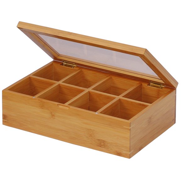 Caja de té Oceanstar TB1323 de bambú de 30 cm con 8 compartimentos