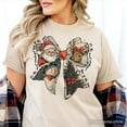 thumbnail image 2 of Coquette Christmas Bow T‑Shirt, It's Most Wonderful Time Of The Year Vintage Tee With Santa, Deer and Snowman, 2 of 6