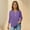 Purple, variant on LJEFF Girl 3/4 Sleeve T-Shirt, Spring V-Neck Solid Color Cotton-Linen Casual Tops for Girls Light Blue Size 3