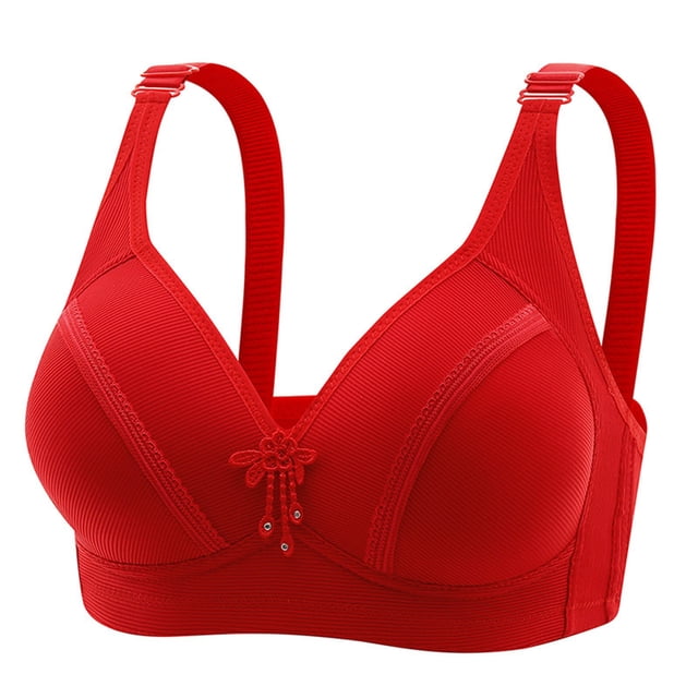 LOVZFMLL Soutiens-Gorge pour Femmes Grande Taille Mince Confortable Respirant Rehausseur Réglable Rouge 3TG