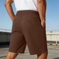 thumbnail image 5 of Twczz Mens Cotton Linen Shorts with Pockets- Relaxed Fit Summer Elastic Waist Drawstring Casual Beach Shorts Brown Size S-2XL, 5 of 8