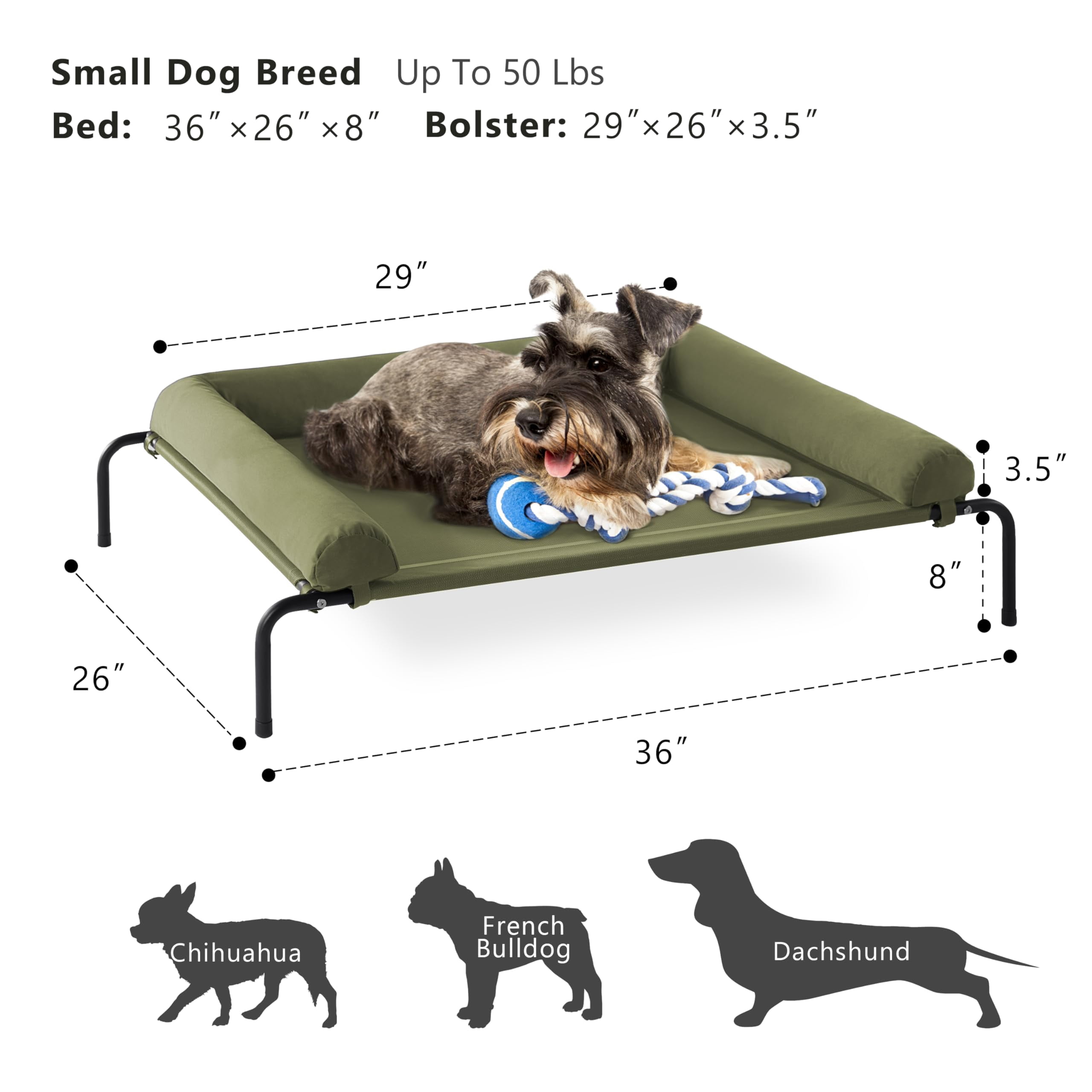 Elevated Dog Bed  Outdoor Raised Beds Medium Waterproof Dogs W/breathable Mesh Pet W/portable Removable Bolster