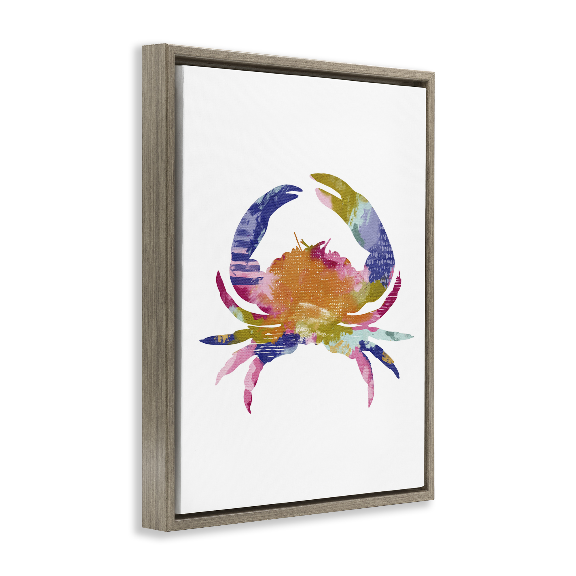 Stupell Industries Patterned Crab Impression Animals & Insects Painting Brown Floater Framed Canvas Art Print Wall Art, 25 x 31