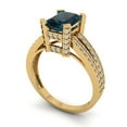 thumbnail image 2 of 2.45 ct Emerald Cut Natural London Blue Topaz Solitaire with Simulated Diamond Accents 18K Yellow Gold Womens Engagement Ring, 2 of 5