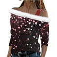 thumbnail image 2 of Wowcloth Women's Valentine Print Blouse with Collar, Long Sleeve Loose Fit Asymmetric Strap, Fashionable and Romantic for Date Night, Parties and Casual Wear, 2 of 7