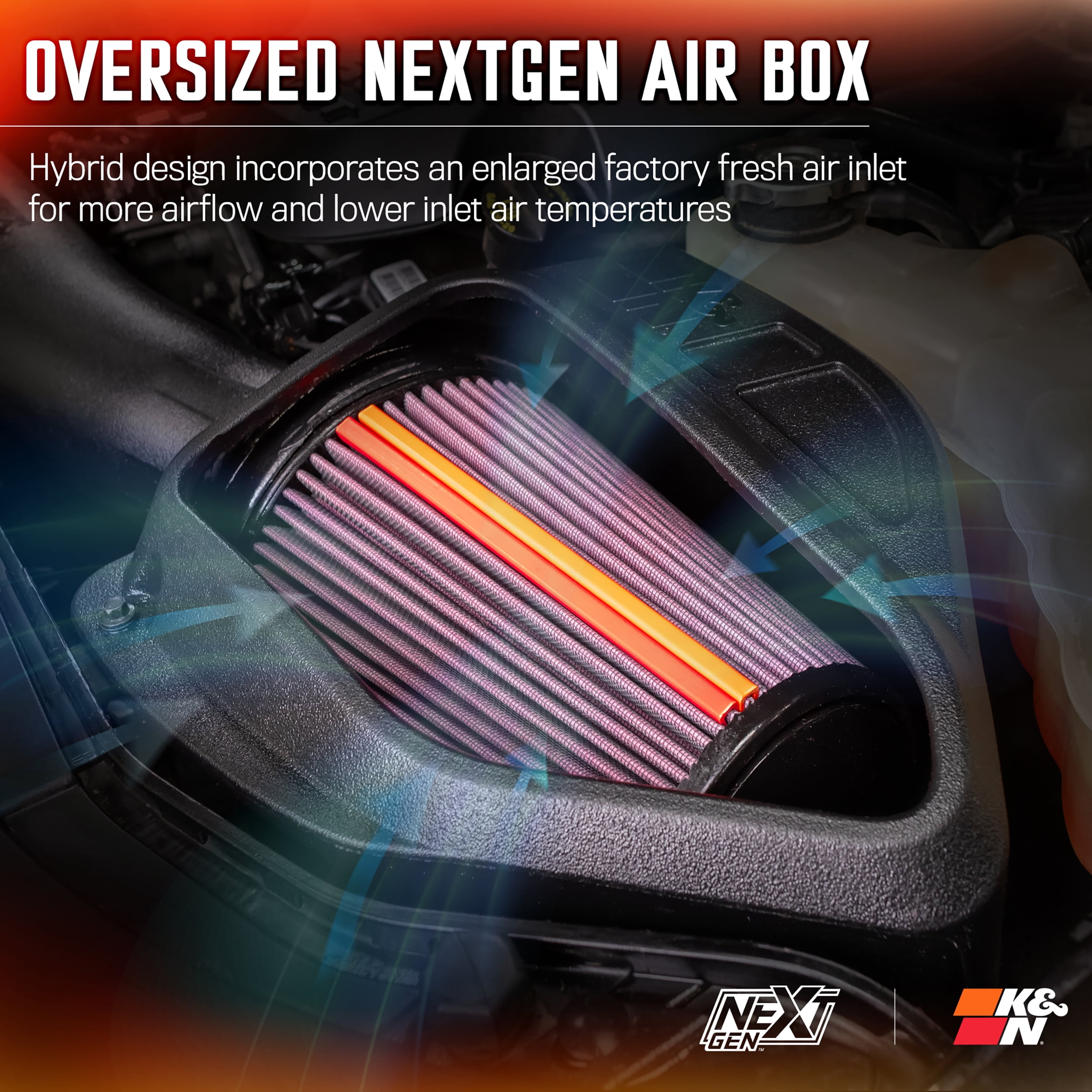 K&N Performance NextGen Cold Air Intake System: Easy Installation, Engineered to Maximize Airflow, Boost Horsepower & Torque, 50-2544