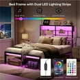 thumbnail image 4 of Bestier Queen Size Bed Frame with LED Headboard & Charging Station, Metal Platform Bed with 15.7'' Large Under Bed Storage, Black, 4 of 13