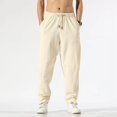 thumbnail image 3 of Pantalones de hombre ajustados, pantalones casuales para hombre, lino, harén, tendencia punk, venta regular, estilo coreano, estético, ropa de calle de licra, larga, 3 of 5