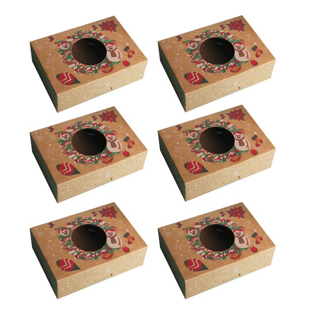 1/6/12pc Caja de bocadillos para hornear de Navidad Caja de papel de embalaje Caja de regalo de embalaje de pastel de Navidad Wmkox8yii gf8794