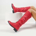 thumbnail image 6 of Women's Knee High Boots Tall Slouch Lace Up Boots Fall Boots Pull on,Color:Red,Size:6.5, 6 of 8